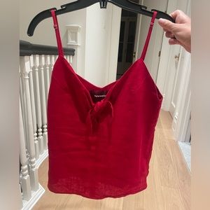 Reformation strawberry red linen tank top cami straps with tie